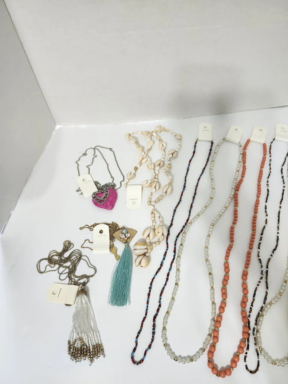 Assorted Mix Long Necklaces 12 Pieces Beaded Shell Chain Tassel Vintage To Now